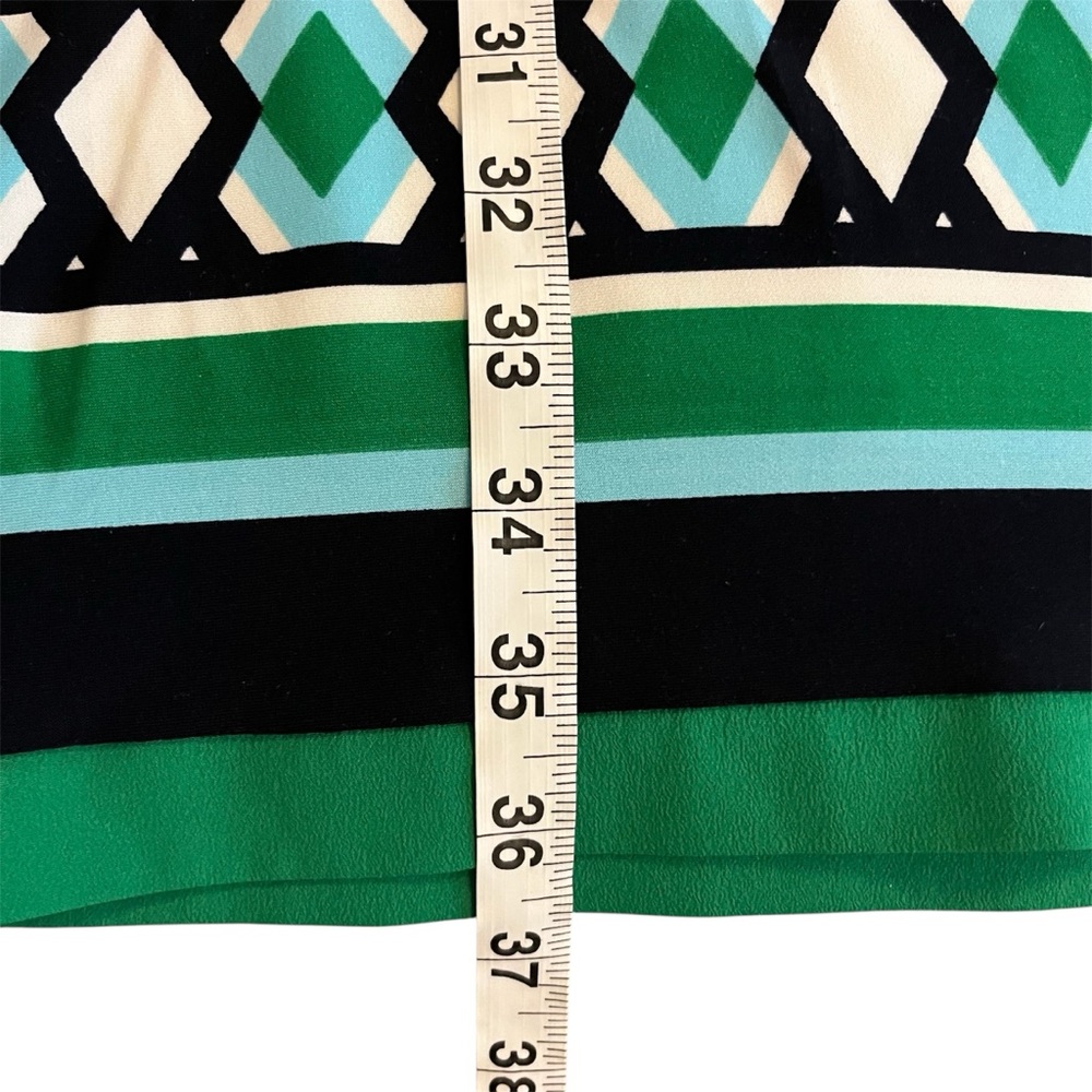 Eliza J Black White Green Boxy Geometrical 3/4 Sleeve Jersey Knit ShiftDress Mod - Picture 10 of 11